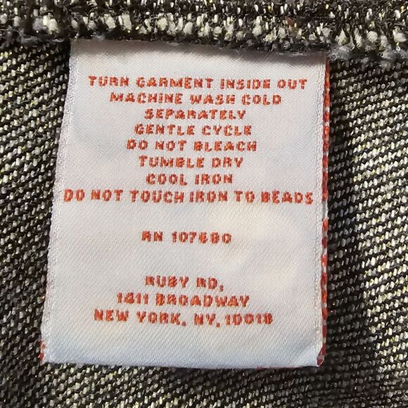 Dark Wash Denim Jacket Sz 8 Studded Collar & Cuffs All Over Gold Sparkle Cottage - Picture 11 of 12